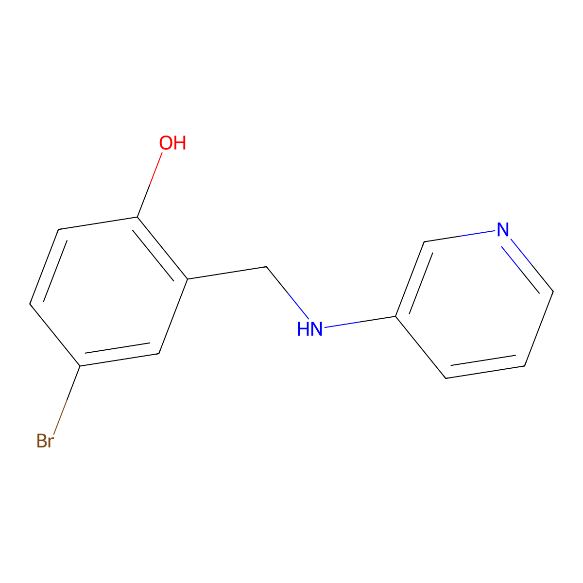 4-Bromo-2-((pyridin-3-ylamino)methyl)phenol molecular structure, CAS 634594-46-0