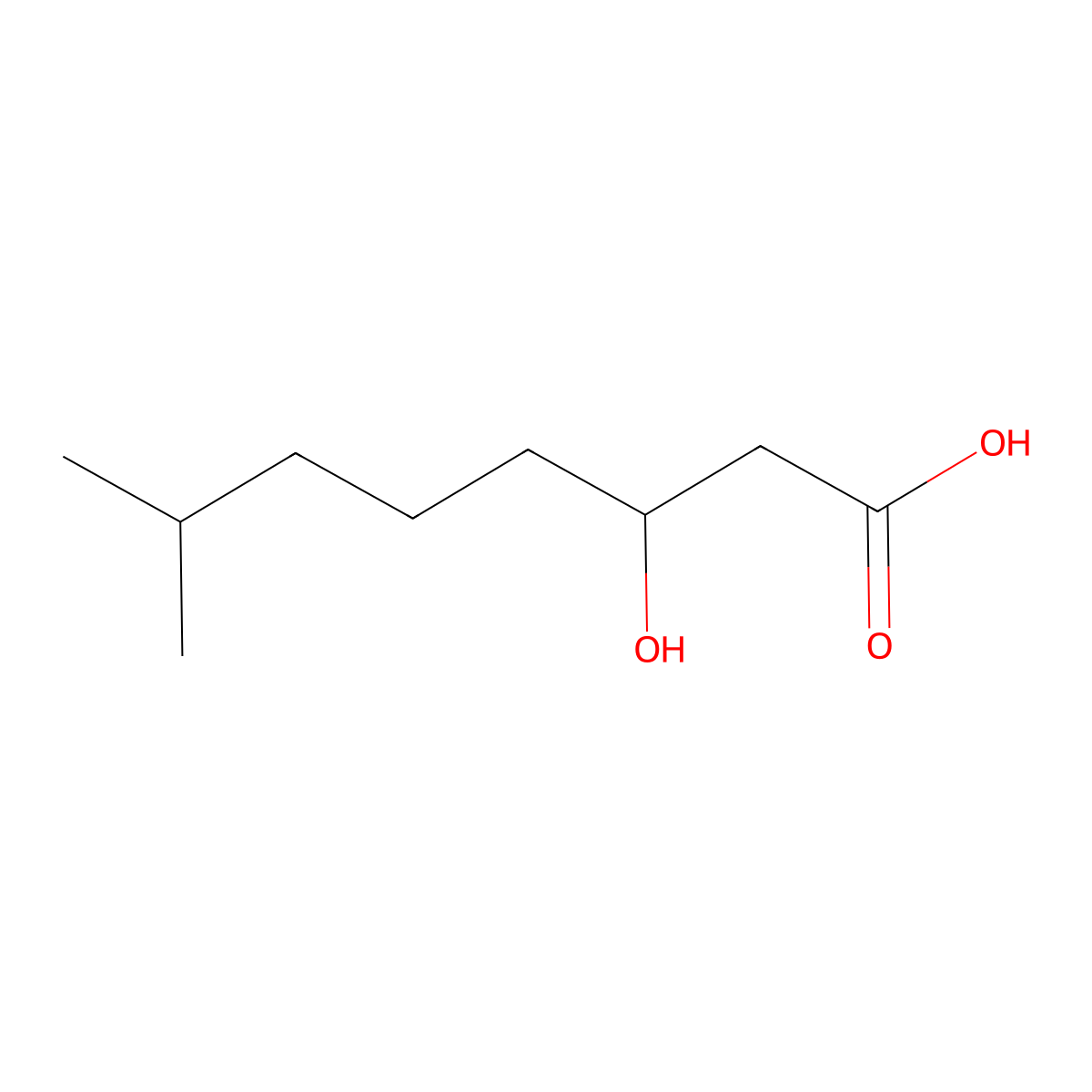 3-Hydroxy-7-methyloctanoic acid molecular structure, CAS 634602-29-2