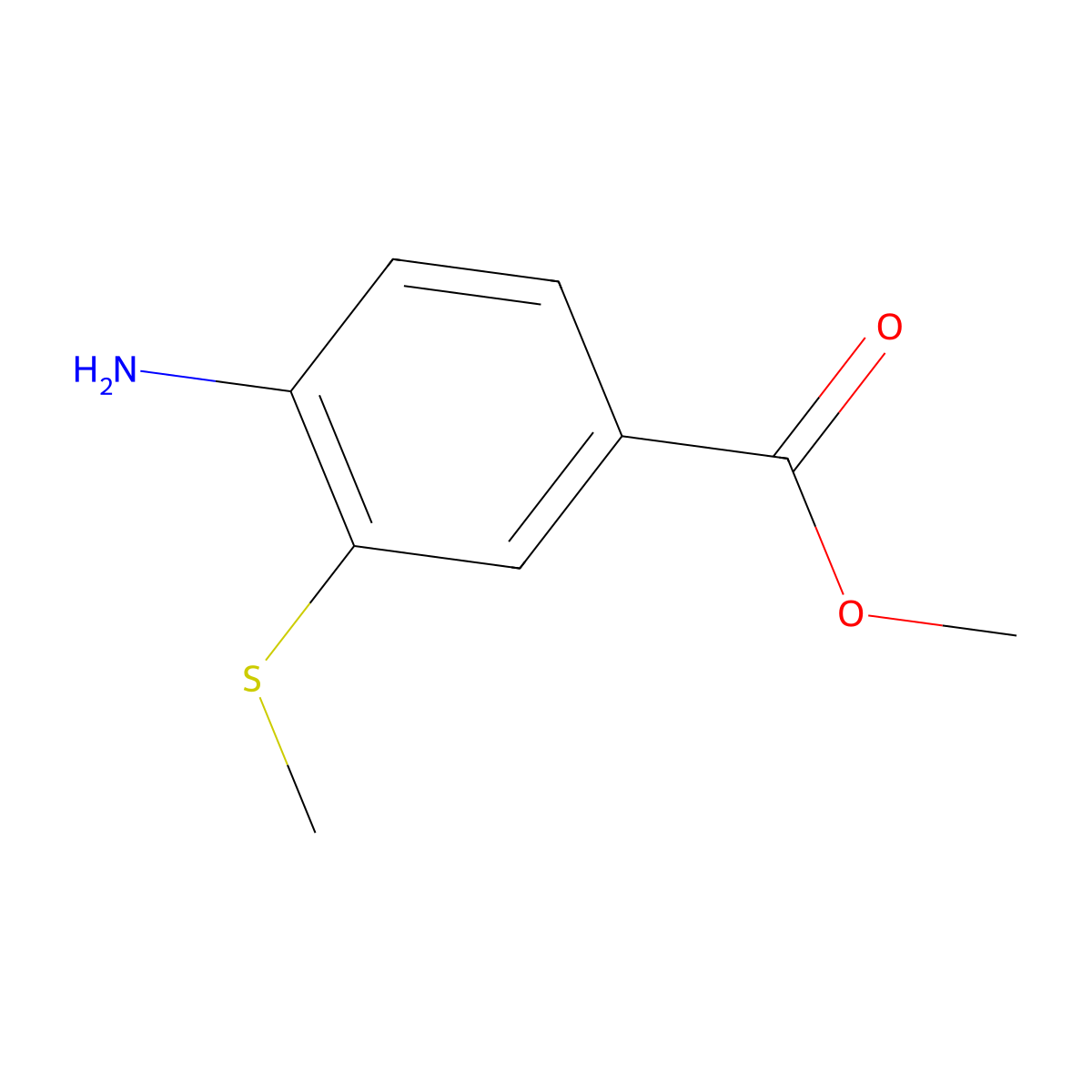 Methyl 4-amino-3-(methylthio)benzoate molecular structure, CAS 634602-34-9