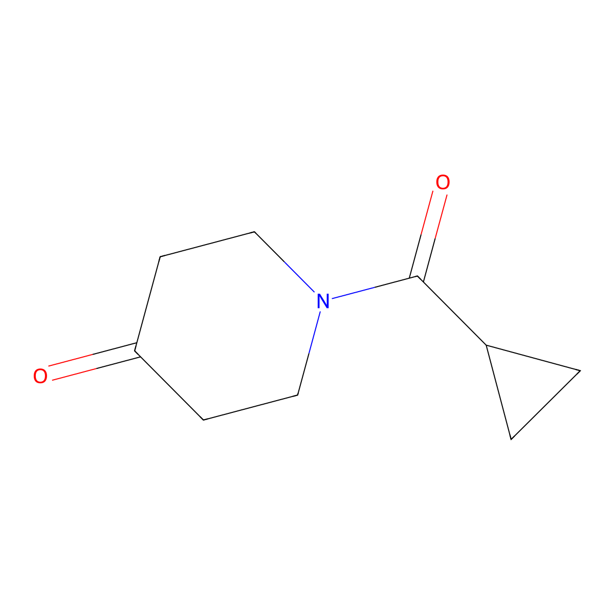 1-Cyclopropanecarbonylpiperidin-4-one molecular structure, CAS 63463-43-4