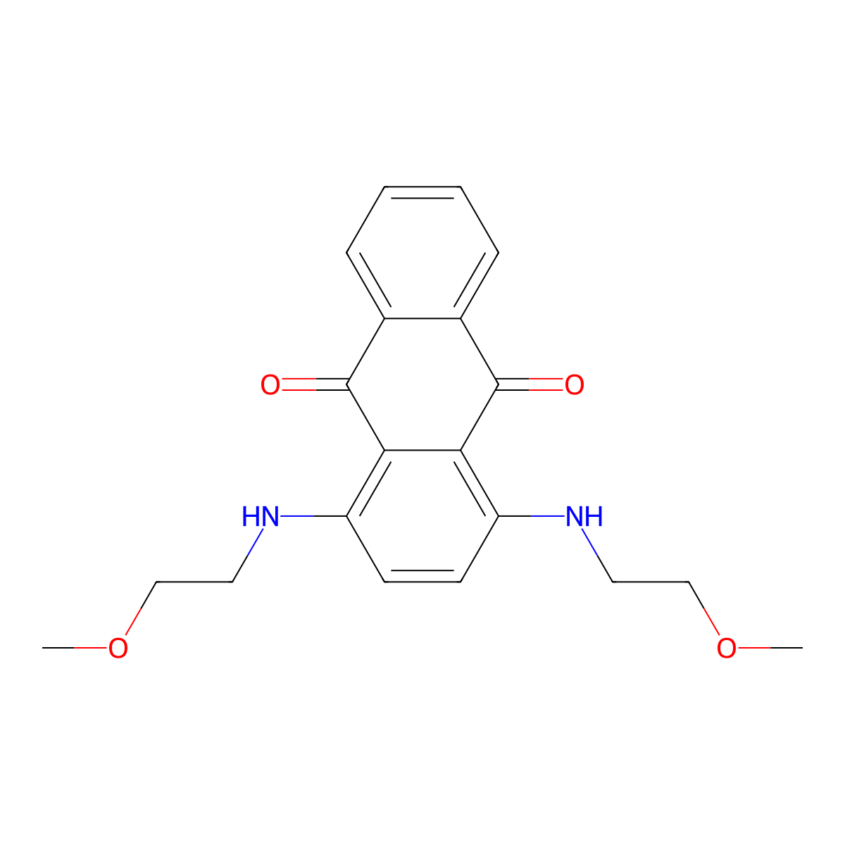 9,10-Anthracenedione, 1,4-bis[(2-methoxyethyl)amino]- molecular structure, CAS 63466-98-8
