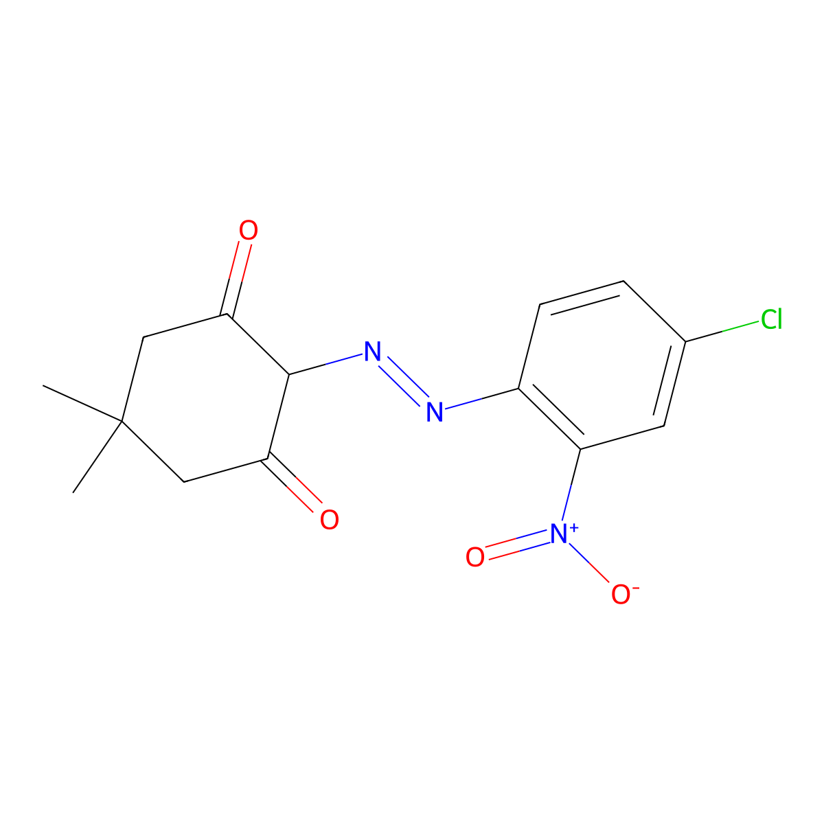 1,3-Cyclohexanedione, 2-[2-(4-chloro-2-nitrophenyl)diazenyl]-5,5-dimethyl- molecular structure, CAS 63467-06-1