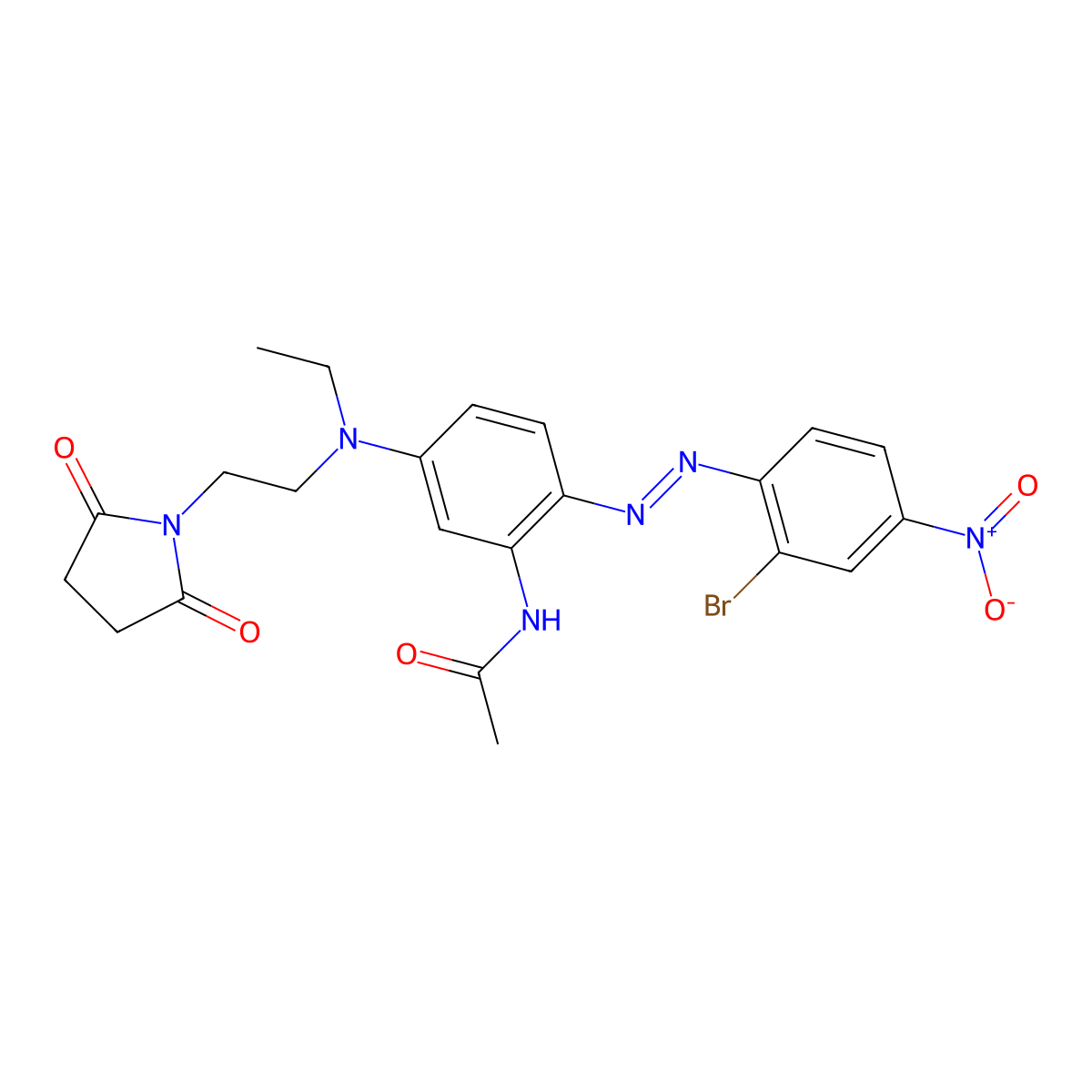 N-[2-[2-(2-Bromo-4-nitrophenyl)diazenyl]-5-[[2-(2,5-dioxo-1-pyrrolidinyl)ethyl]ethylamino]phenyl]acetamide molecular structure, CAS 63467-25-4