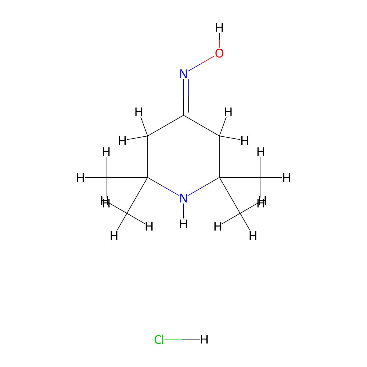 4-Piperidinone, 2,2,6,6-tetramethyl-, oxime, hydrochloride (1:1) molecular structure, CAS 63467-53-8