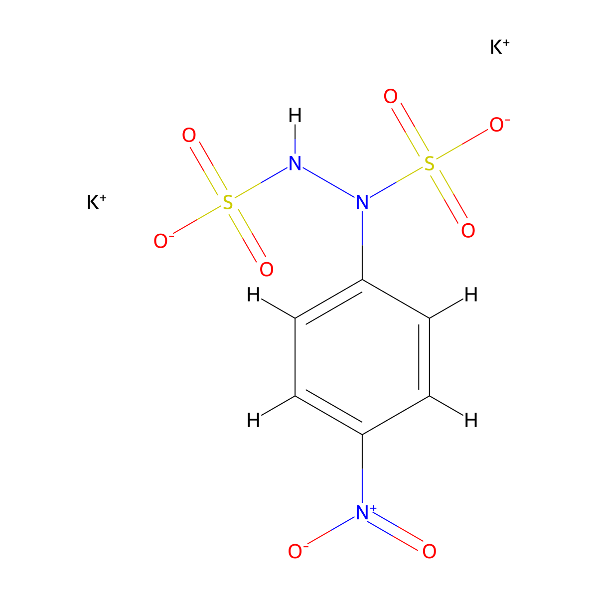 1,2-Hydrazinedisulfonic acid, 1-(4-nitrophenyl)-, potassium salt (1:2) molecular structure, CAS 63467-74-3
