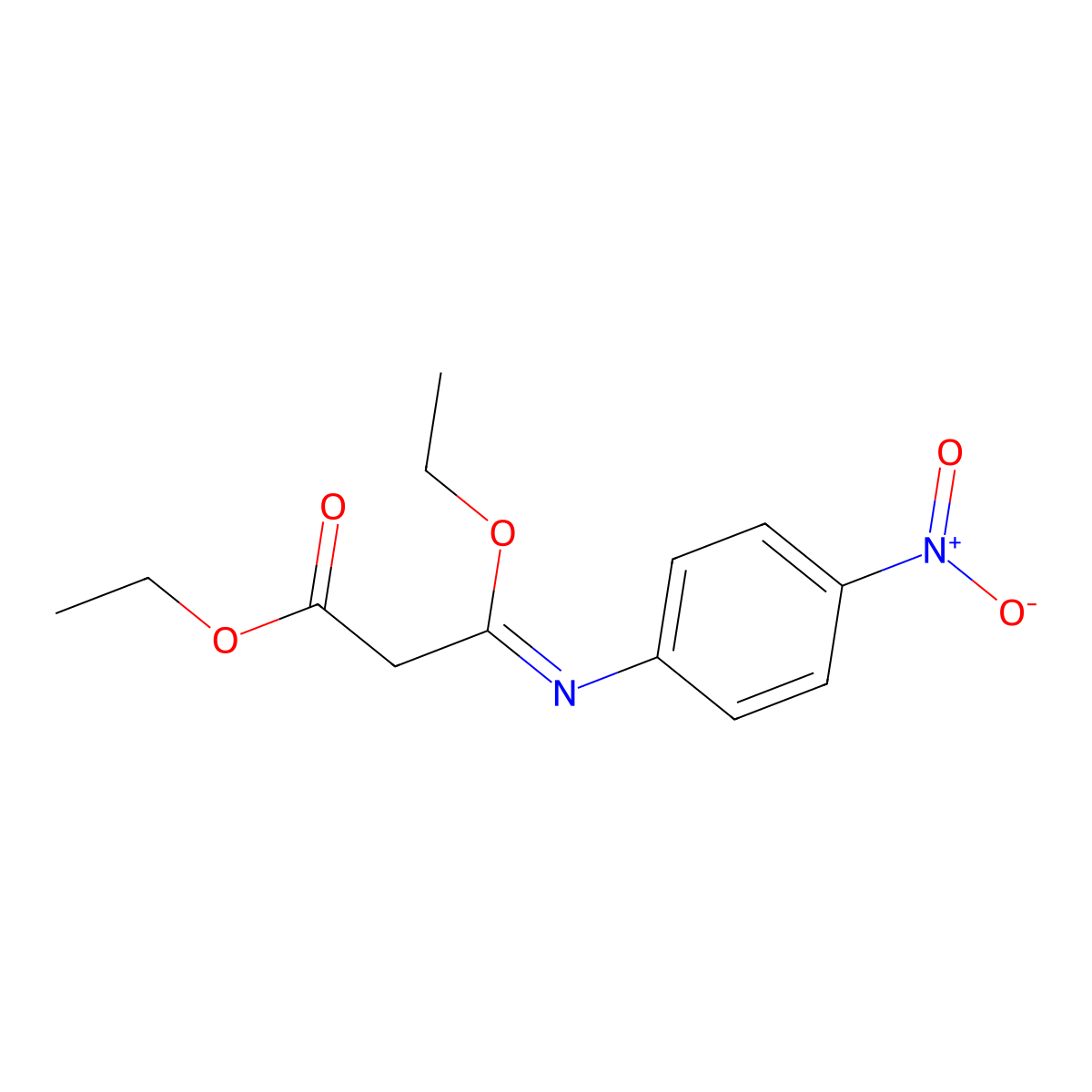Propanoic acid, 3-ethoxy-3-[(4-nitrophenyl)imino]-, ethyl ester molecular structure, CAS 63468-27-9