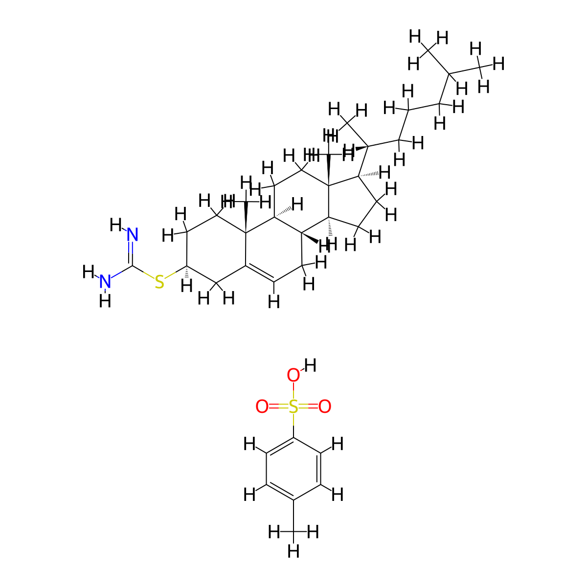 Cholest-5-ene-3-thiol, 3-carbamimidothioate, (3beta)-, 4-methylbenzenesulfonate (1:1) molecular structure, CAS 63469-10-3
