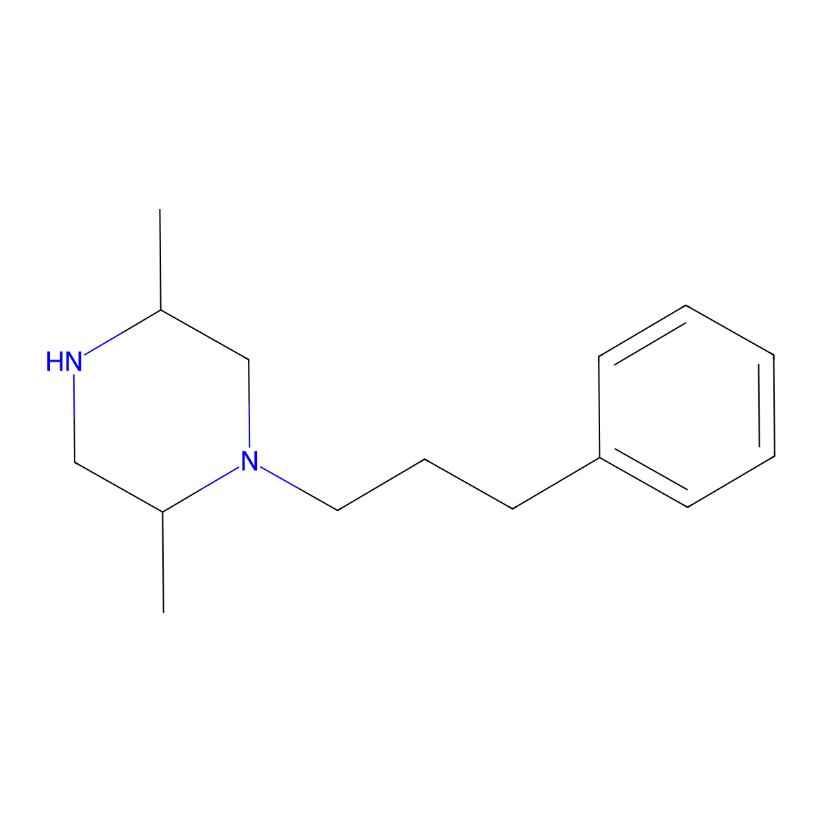2,5-Dimethyl-1-(3-phenylpropyl)piperazine molecular structure, CAS 63474-82-8