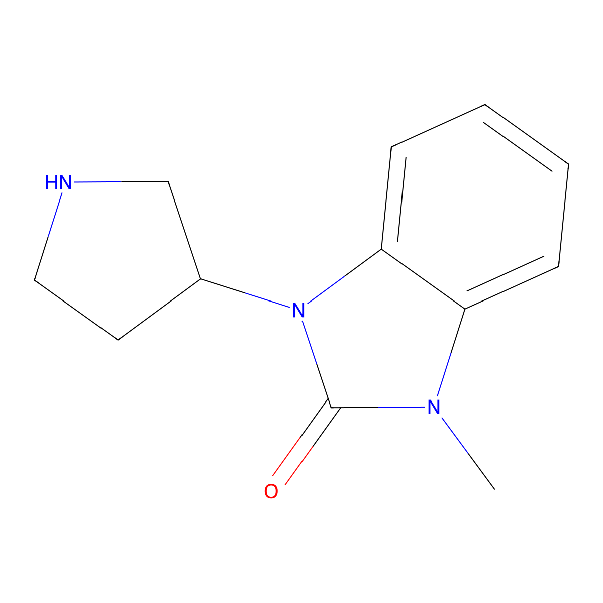 1-Methyl-3-(pyrrolidin-3-yl)-1,3-dihydro-2H-benzimidazol-2-one molecular structure, CAS 63474-97-5