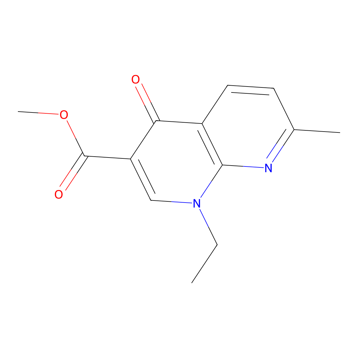Methyl 1-ethyl-7-methyl-4-oxo-1,4-dihydro-1,8-naphthyridine-3-carboxylate molecular structure, CAS 63475-29-6