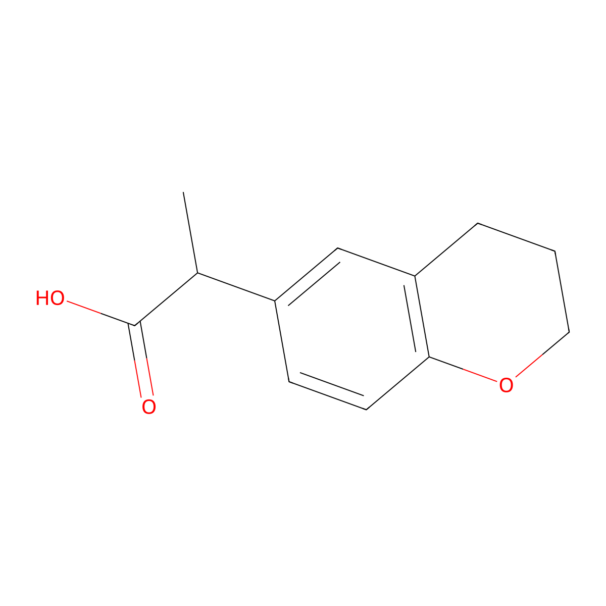 2-(3,4-Dihydro-2H-1-benzopyran-6-YL)propanoic acid molecular structure, CAS 63476-57-3