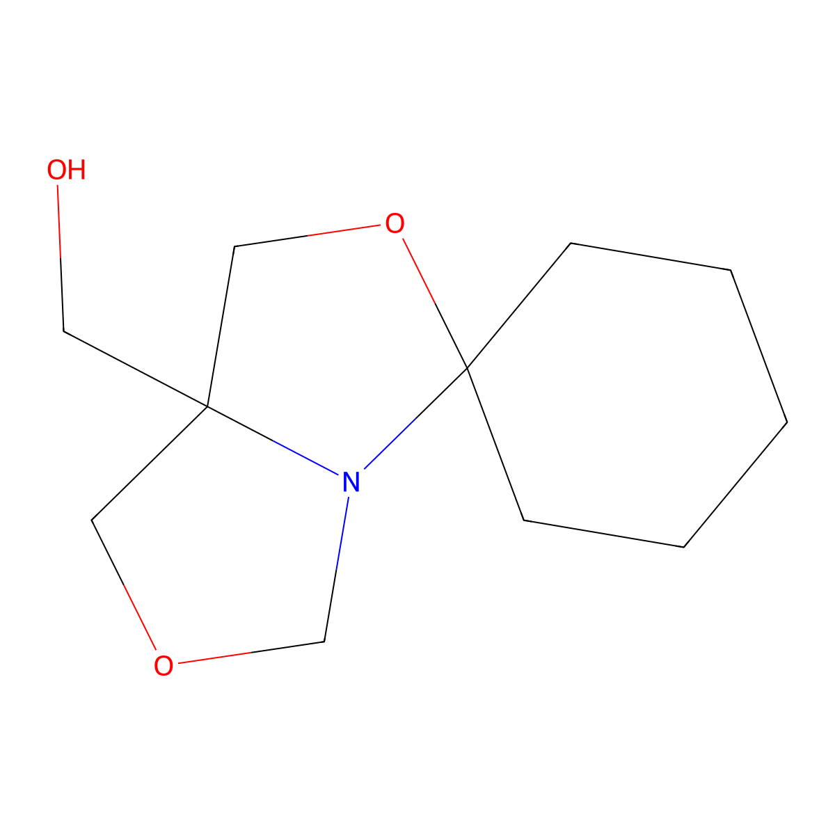 spiro[3,7-dihydro-1H-[1,3]oxazolo[3,4-c][1,3]oxazole-5,1'-cyclohexane]-7a-ylmethanol molecular structure, CAS 63478-85-3