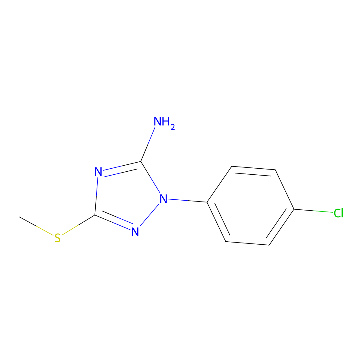 1-(4-Chlorophenyl)-3-(methylsulfanyl)-1H-1,2,4-triazol-5-amine molecular structure, CAS 63479-82-3