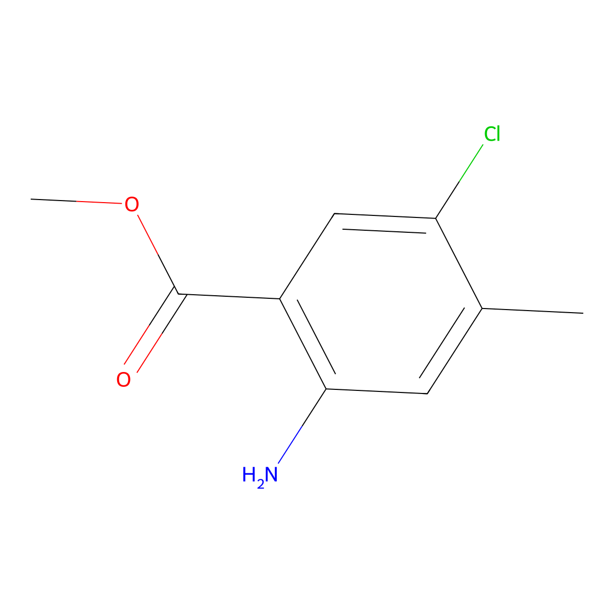 Methyl 2-amino-5-chloro-4-methylbenzoate molecular structure, CAS 63480-14-8