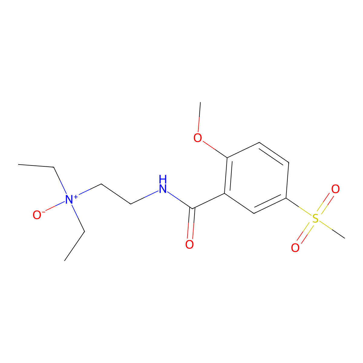 Benzamide, N-(2-(diethylamino)ethyl)-2-methoxy-5-(methylsulfonyl)-, N-oxide molecular structure, CAS 63484-11-7