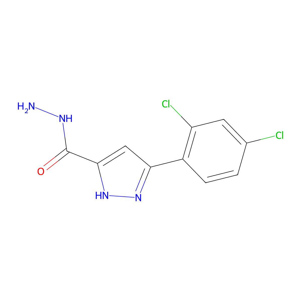 3-(2,4-dichlorophenyl)-1H-pyrazole-5-carbohydrazide molecular structure, CAS 634889-56-8