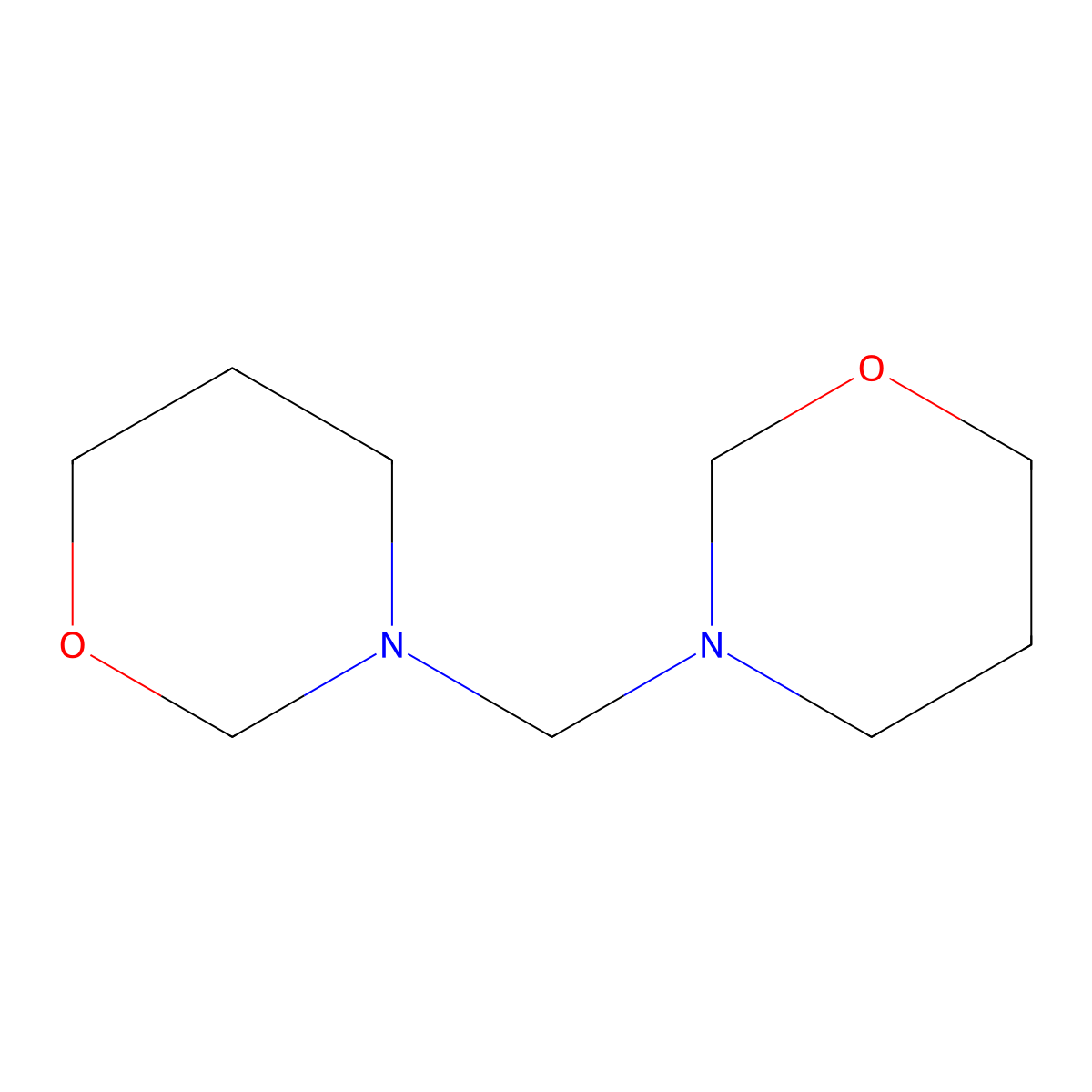 3,3'-Methylenebis[tetrahydro-2H-1,3-oxazine] molecular structure, CAS 63489-63-4