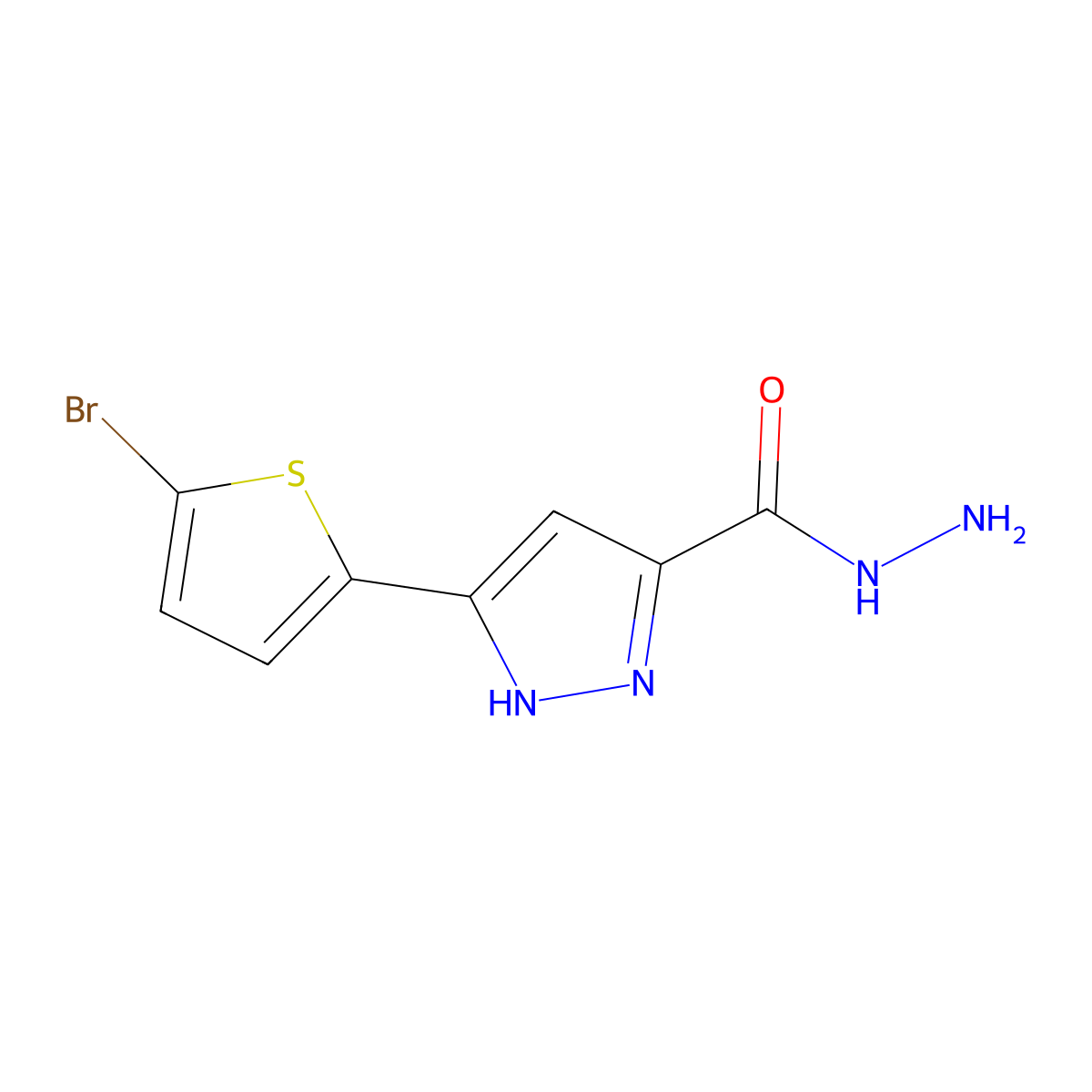 5-(5-bromothiophen-2-yl)-1H-pyrazole-3-carbohydrazide molecular structure, CAS 634890-31-6