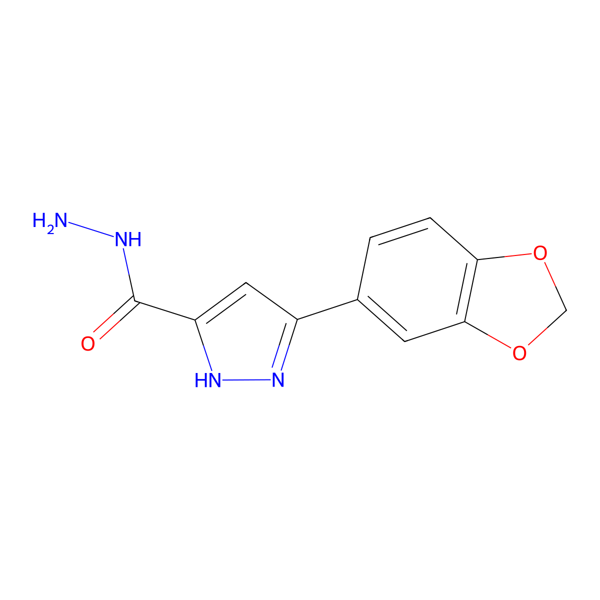 3-(1,3-benzodioxol-5-yl)-1H-pyrazole-5-carbohydrazide molecular structure, CAS 634898-36-5