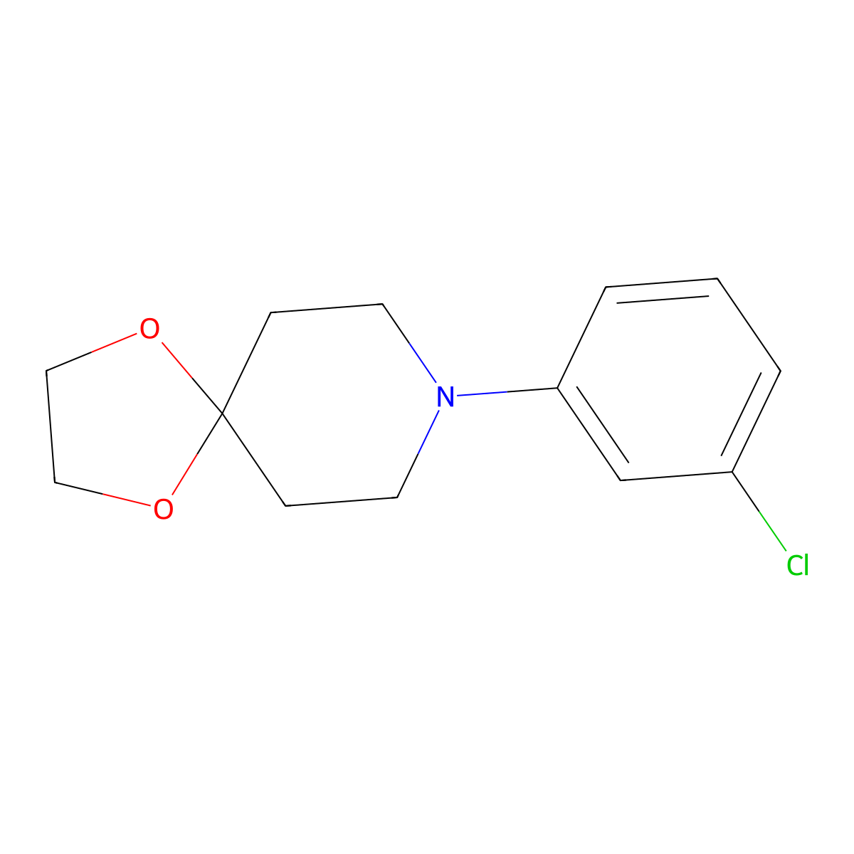 8-(3-Chlorophenyl)-1,4-dioxa-8-azaspiro[4.5]decane molecular structure, CAS 634904-77-1