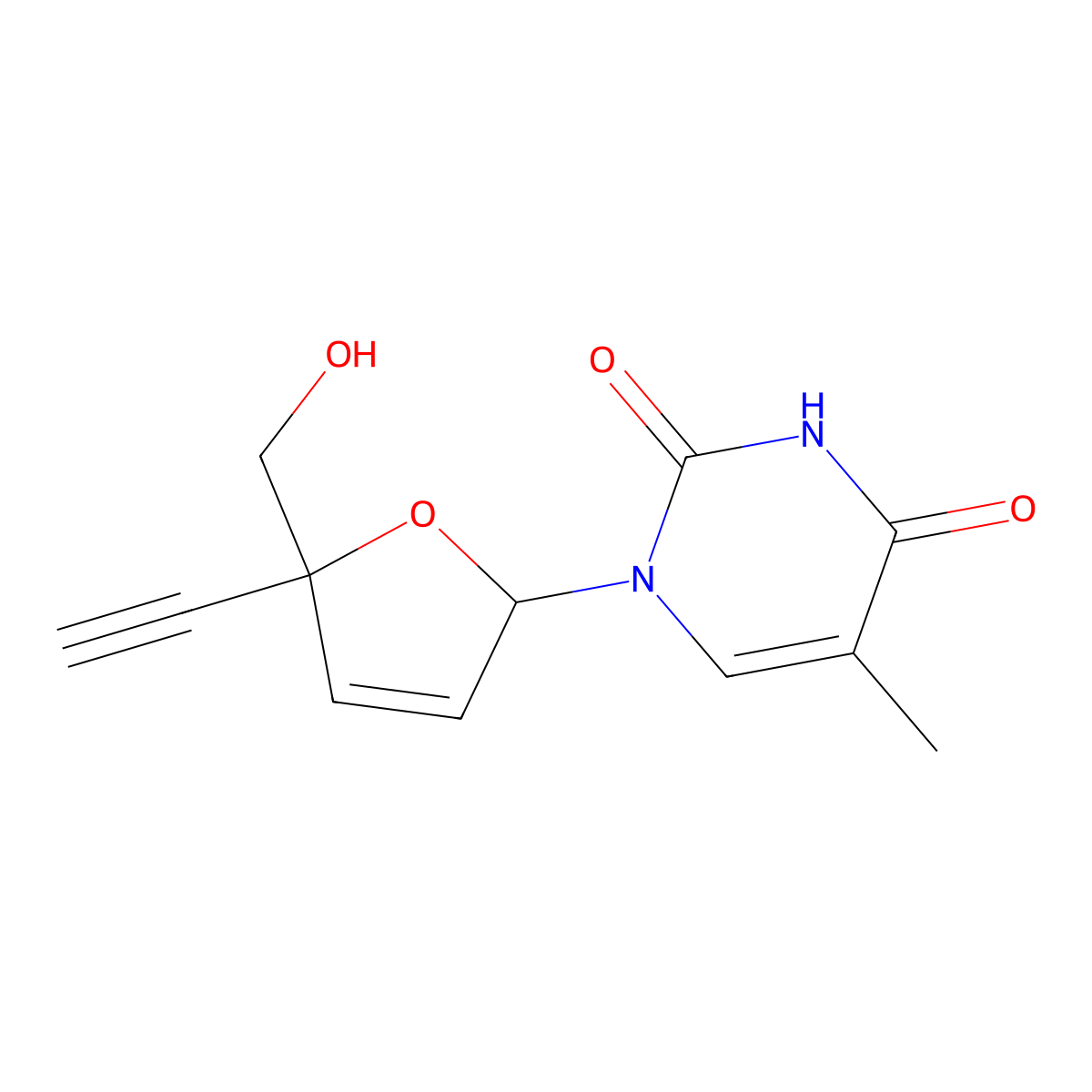 2',3'-Didehydro-3'-deoxy-4'-ethynylthymidine molecular structure, CAS 634907-30-5