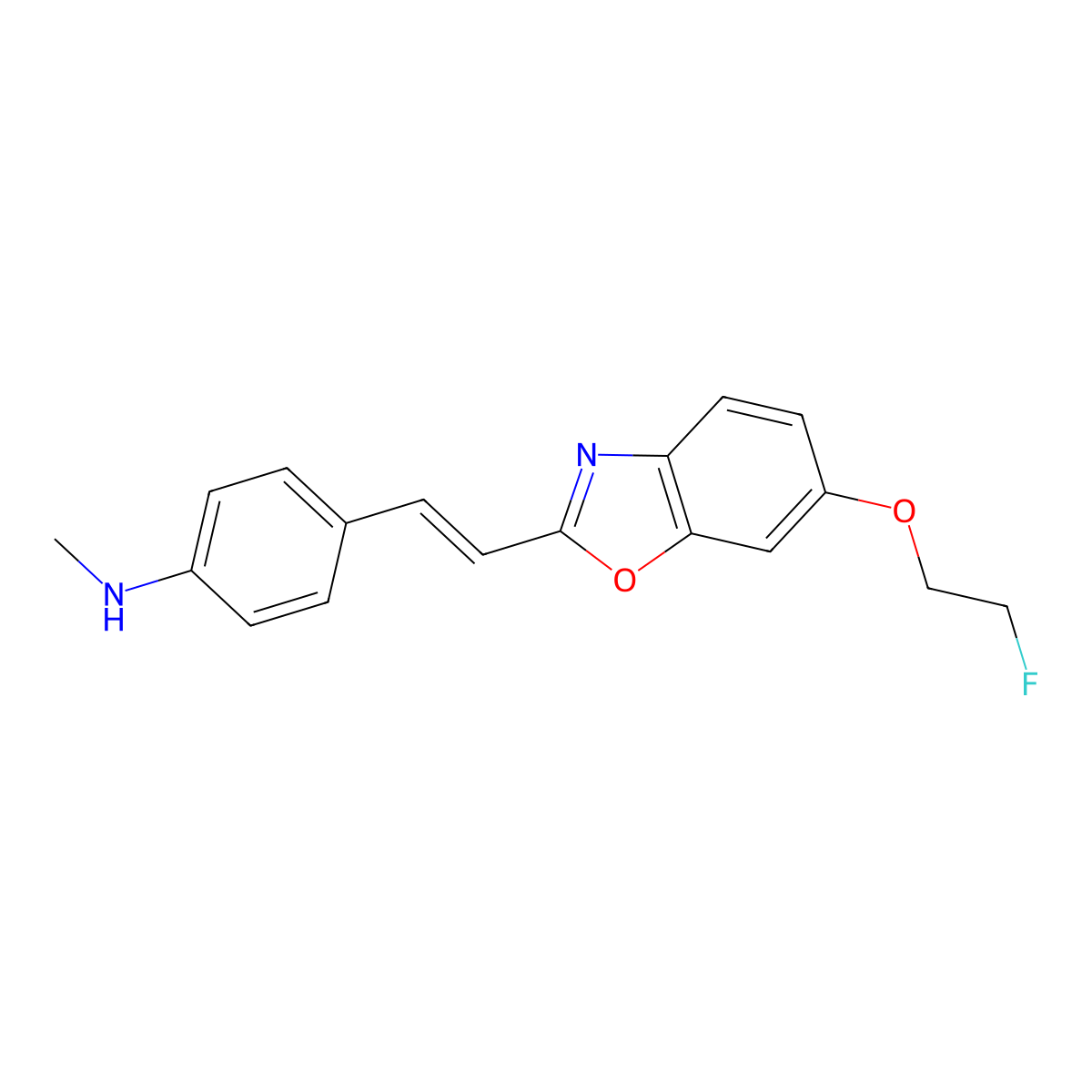 6-(2-Fluoroethoxy)-2-(2-(4-methylaminophenil)ethenyl)benzoxazole molecular structure, CAS 634911-47-0
