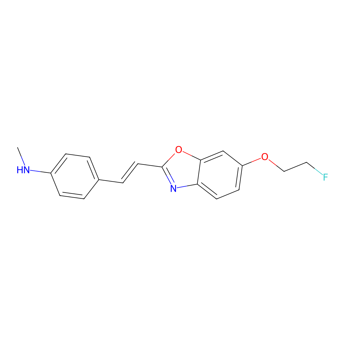 6-(2-Fluoroethoxy)-2-(2-(4-methylaminophenil)ethenyl)benzoxazole molecular structure, CAS 634911-47-0