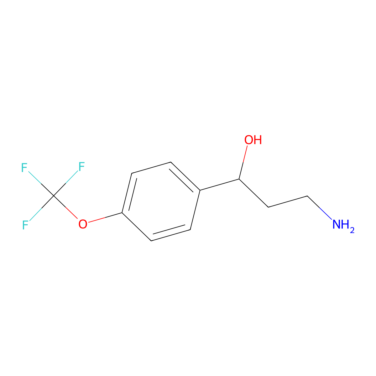alpha-(2-Aminoethyl)-4-(trifluoromethoxy)benzenemethanol molecular structure, CAS 634915-14-3