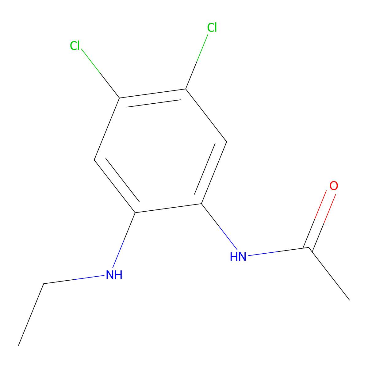 Acetamide, N-[4,5-dichloro-2-(ethylamino)phenyl]- molecular structure, CAS 63494-56-4