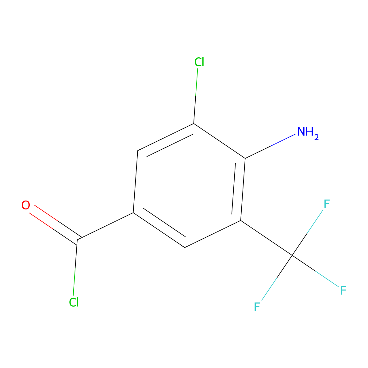 4-Amino-3-chloro-5-(trifluoromethyl)benzoyl chloride molecular structure, CAS 63498-15-7