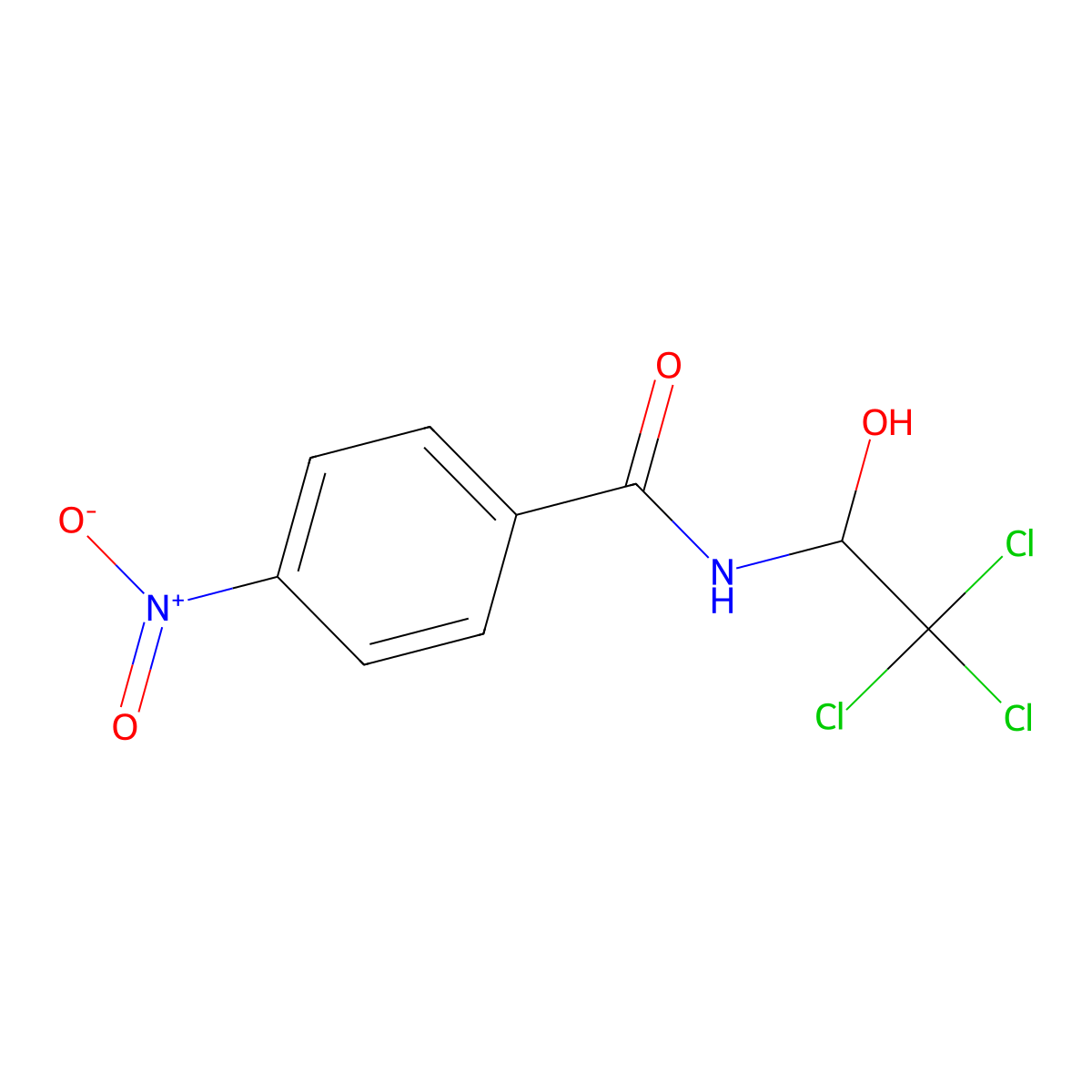 4-nitro-N-(2,2,2-trichloro-1-hydroxyethyl)benzamide molecular structure, CAS 63499-62-7