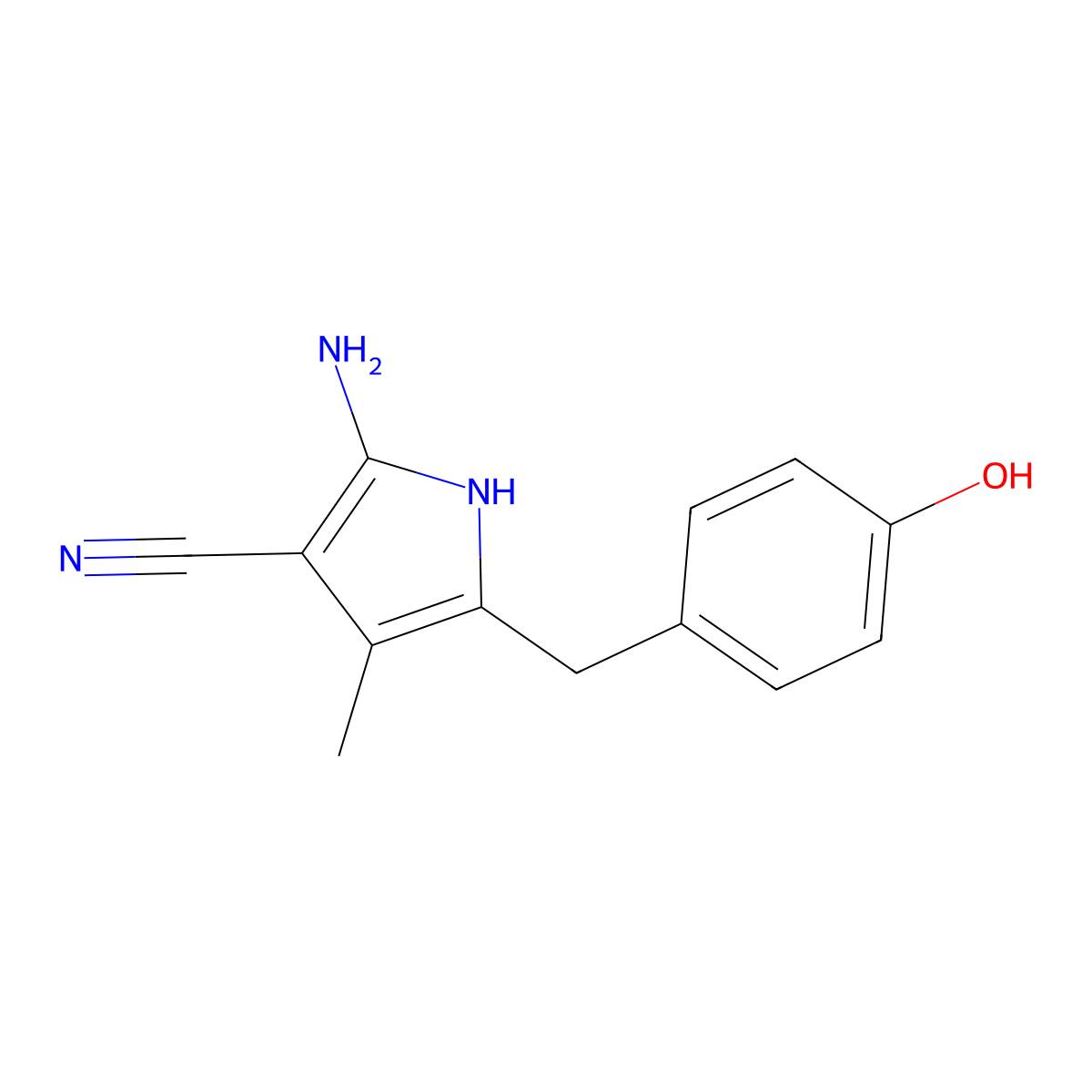 2-Amino-5-[(4-hydroxyphenyl)methyl]-4-methyl-1H-pyrrole-3-carbonitrile molecular structure, CAS 63499-86-5