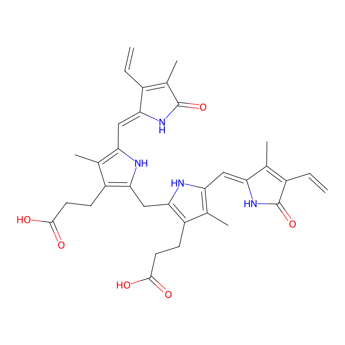 Bilirubin molecular structure, CAS 635-65-4