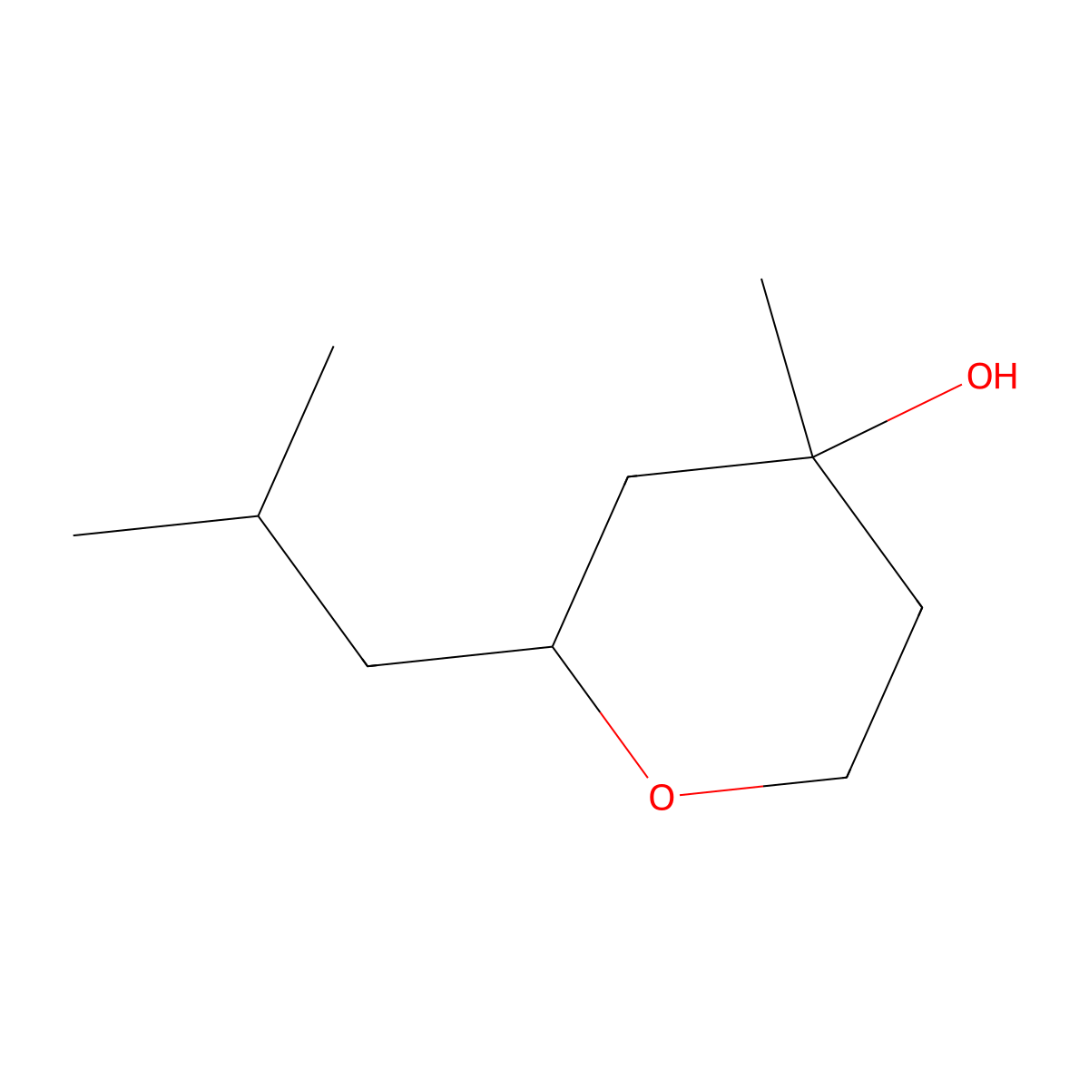 Tetrahydro-4-methyl-2-(2-methylpropyl)-2H-pyran-4-ol molecular structure, CAS 63500-71-0
