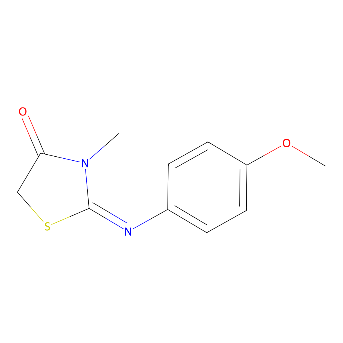 2-[(4-Methoxyphenyl)imino]-3-methyl-1,3-thiazolidin-4-one molecular structure, CAS 63500-81-2