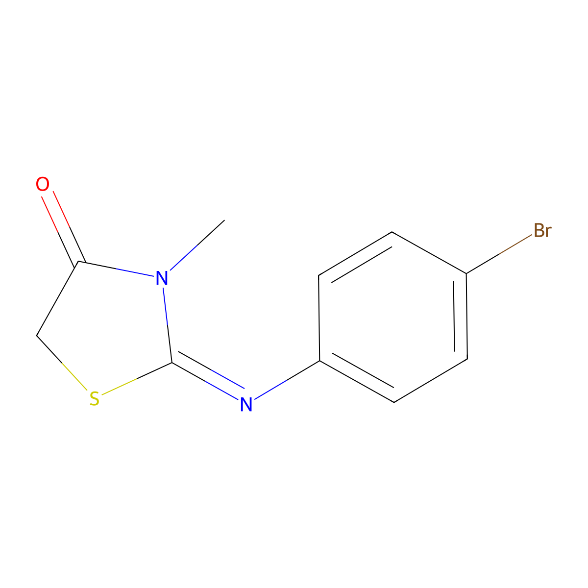 2-[(4-Bromophenyl)imino]-3-methyl-1,3-thiazolidin-4-one molecular structure, CAS 63500-83-4