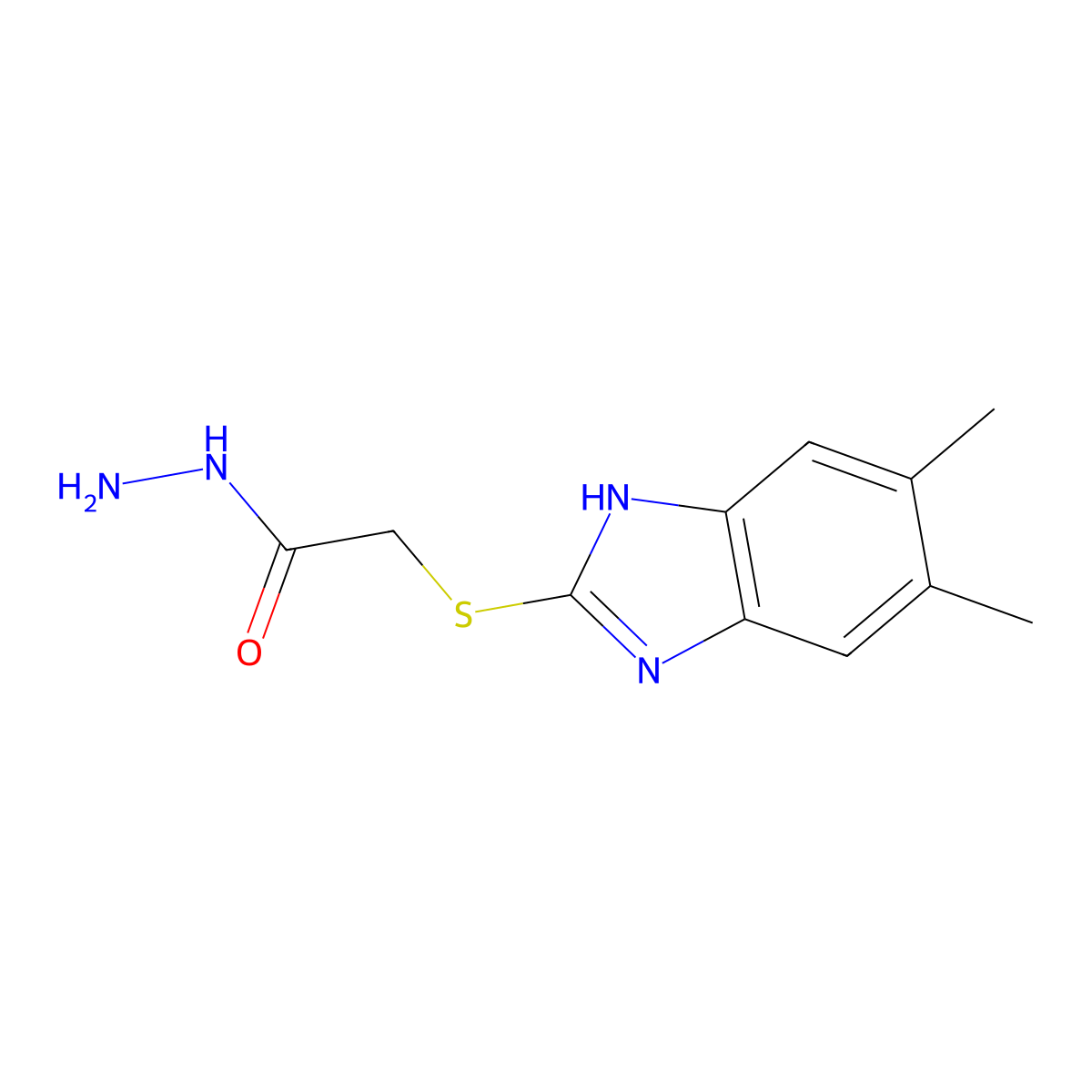 2-[(5,6-dimethyl-1H-benzimidazol-2-yl)thio]acetohydrazide molecular structure, CAS 63503-80-0