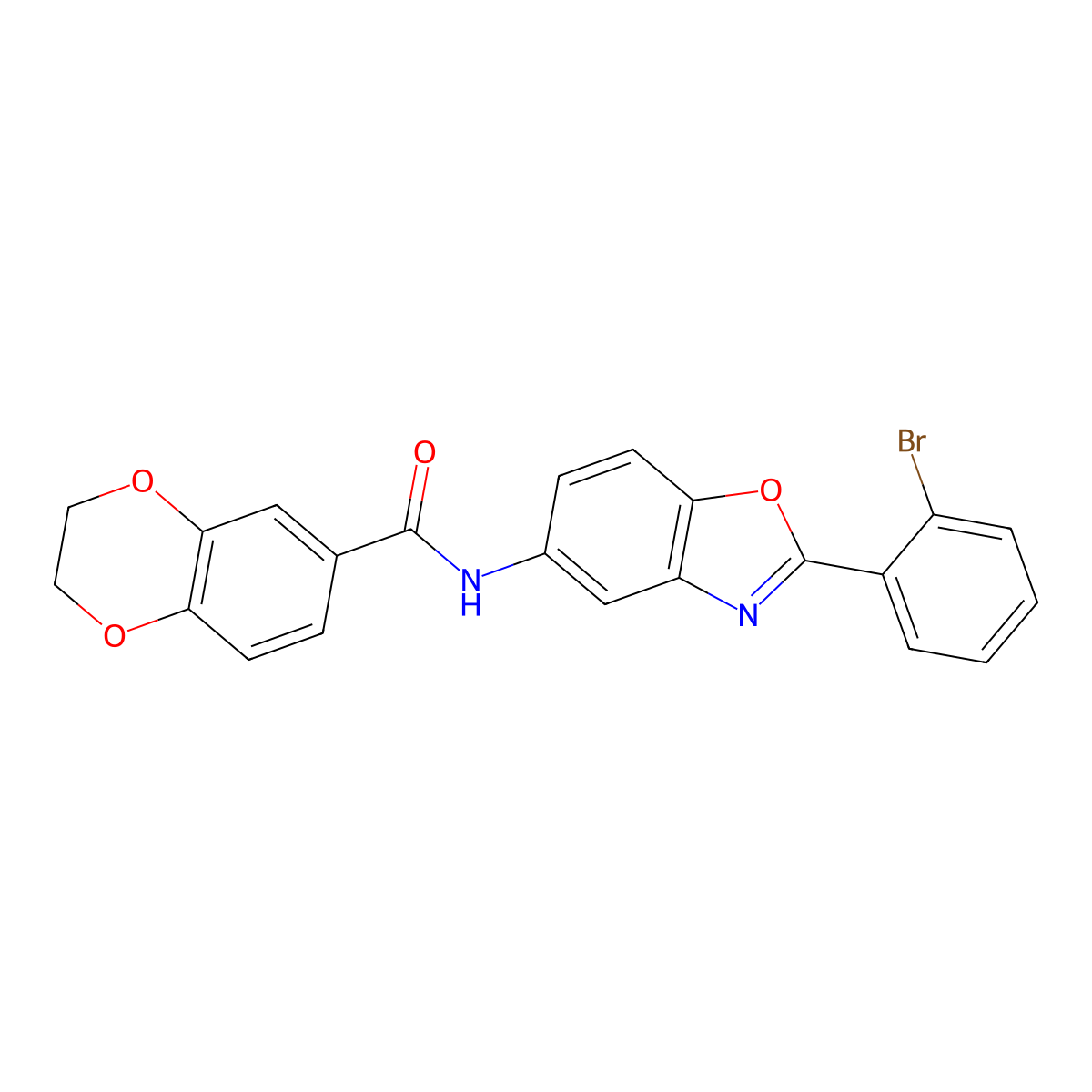 N-[2-(2-bromophenyl)-1,3-benzoxazol-5-yl]-2,3-dihydro-1,4-benzodioxine-6-carboxamide molecular structure, CAS 6351-99-1