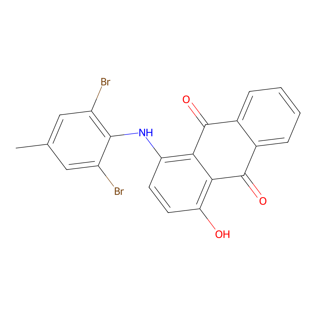 9,10-Anthracenedione, 1-((2,6-dibromo-4-methylphenyl)amino)-4-hydroxy- molecular structure, CAS 63512-13-0