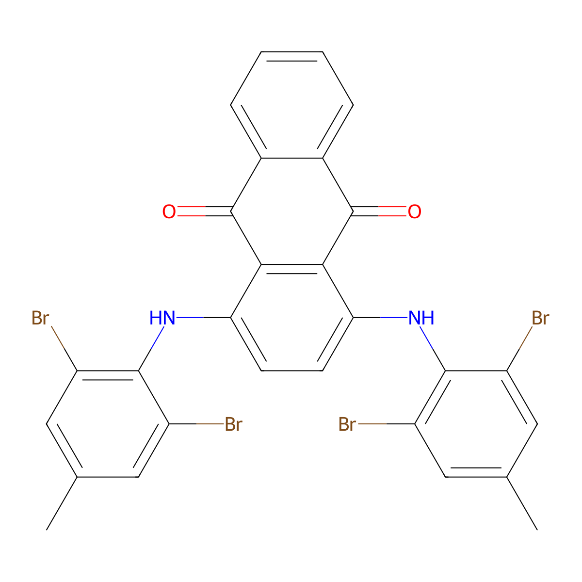 9,10-Anthracenedione, 1,4-bis((2,6-dibromo-4-methylphenyl)amino)- molecular structure, CAS 63512-14-1