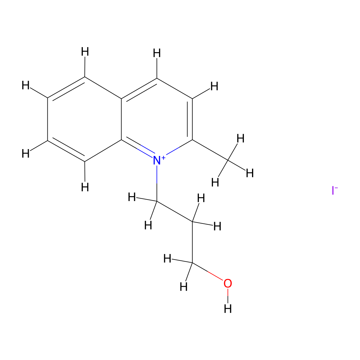 Quinolinium, 1-(3-hydroxypropyl)-2-methyl-, iodide (1:1) molecular structure, CAS 63512-61-8