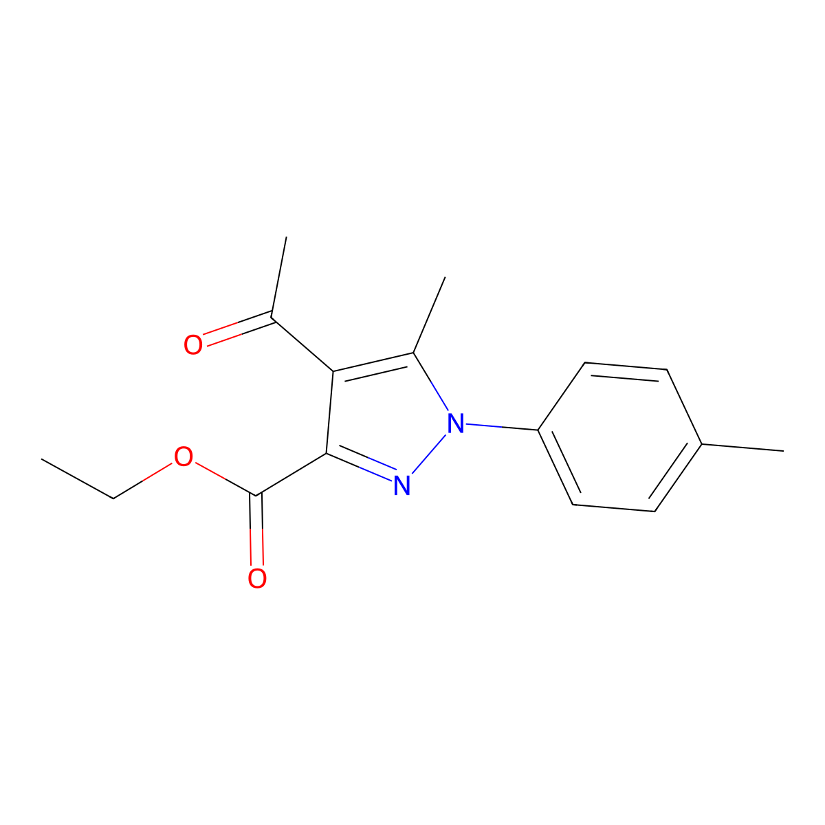 ethyl 4-acetyl-5-methyl-1-(4-methylphenyl)-1H-pyrazole-3-carboxylate molecular structure, CAS 63514-80-7