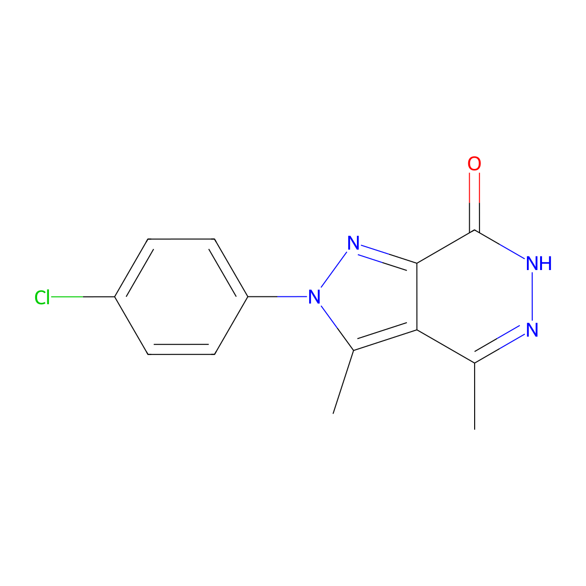 2-(4-chlorophenyl)-3,4-dimethyl-2,6-dihydro-7H-pyrazolo[3,4-d]pyridazin-7-one molecular structure, CAS 63514-97-6