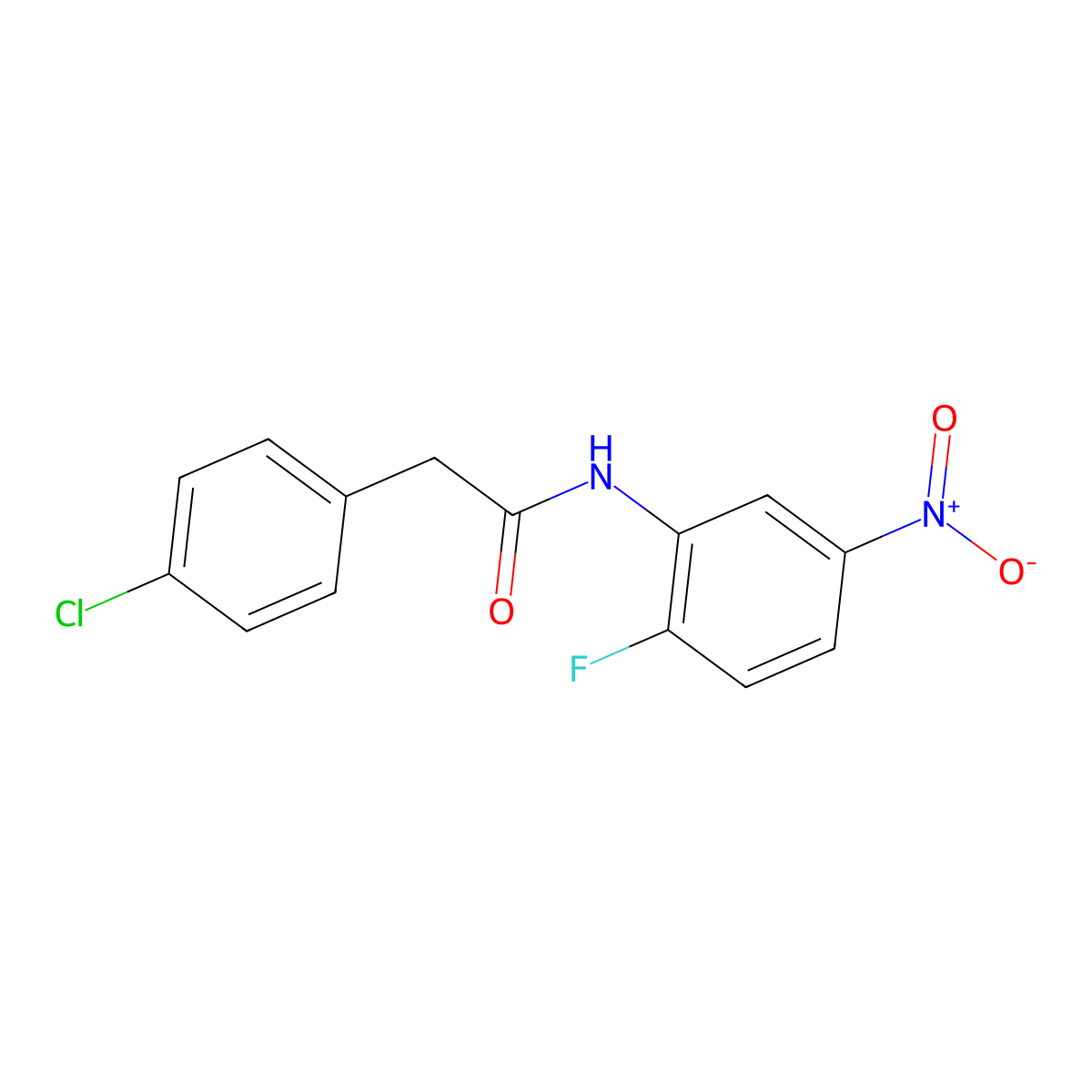 2-(4-chlorophenyl)-N-(2-fluoro-5-nitrophenyl)acetamide molecular structure, CAS 6352-58-5