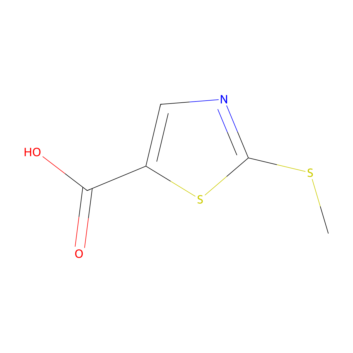 2-(Methylsulfanyl)-1,3-thiazole-5-carboxylic acid molecular structure, CAS 635283-90-8
