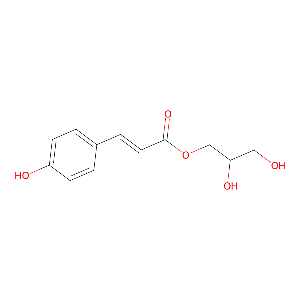 2,3-Dihydroxypropyl 3-(4-hydroxyphenyl)prop-2-enoate molecular structure, CAS 63529-09-9