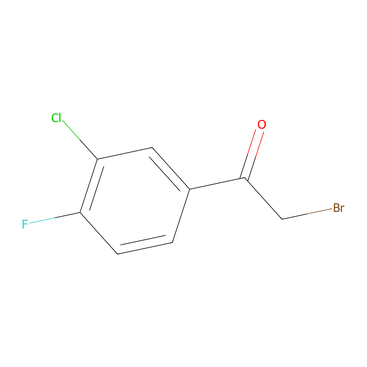 2-Bromo-3'-chloro-4'-fluoroacetophenone molecular structure, CAS 63529-30-6