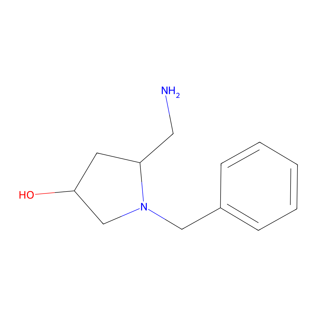 (3S,5S)-5-(aminomethyl)-1-benzylpyrrolidin-3-ol molecular structure, CAS 635299-76-2