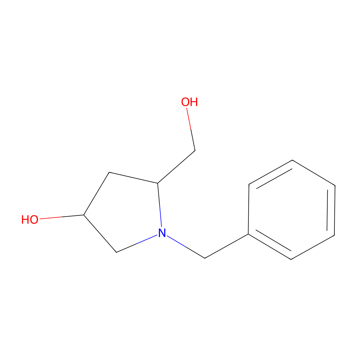 (3S,5R)-1-Benzyl-5-hydroxymethyl-pyrrolidin-3-ol molecular structure, CAS 635299-90-0
