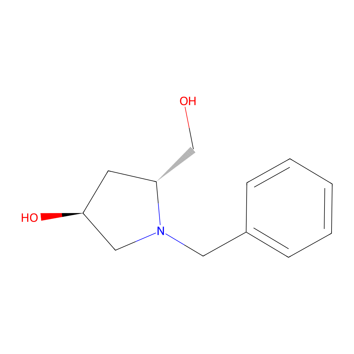 (3S,5R)-1-Benzyl-5-hydroxymethyl-pyrrolidin-3-ol molecular structure, CAS 635299-90-0